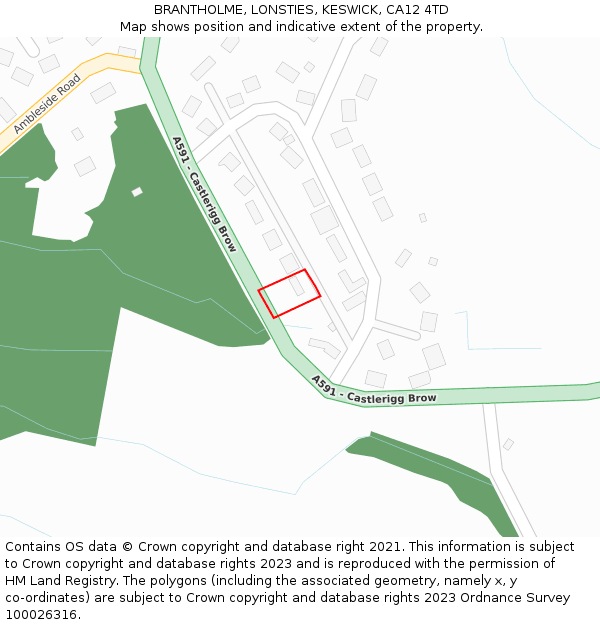 BRANTHOLME, LONSTIES, KESWICK, CA12 4TD: Location map and indicative extent of plot