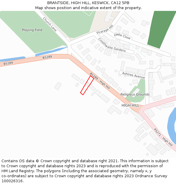 BRANTSIDE, HIGH HILL, KESWICK, CA12 5PB: Location map and indicative extent of plot