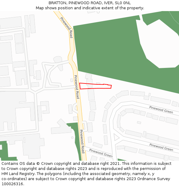 BRATTON, PINEWOOD ROAD, IVER, SL0 0NL: Location map and indicative extent of plot