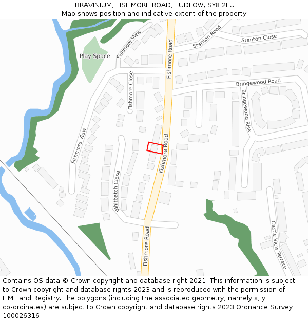 BRAVINIUM, FISHMORE ROAD, LUDLOW, SY8 2LU: Location map and indicative extent of plot