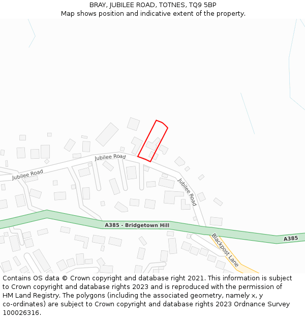 BRAY, JUBILEE ROAD, TOTNES, TQ9 5BP: Location map and indicative extent of plot
