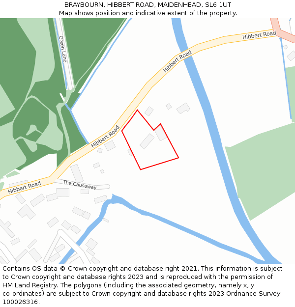 BRAYBOURN, HIBBERT ROAD, MAIDENHEAD, SL6 1UT: Location map and indicative extent of plot