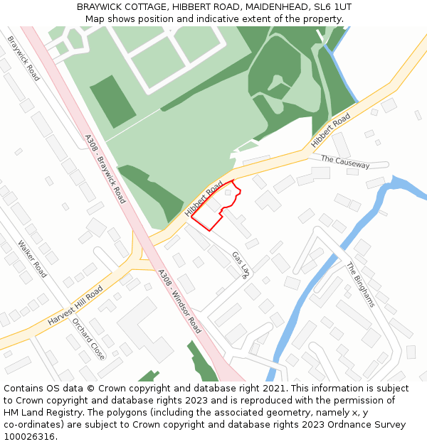 BRAYWICK COTTAGE, HIBBERT ROAD, MAIDENHEAD, SL6 1UT: Location map and indicative extent of plot