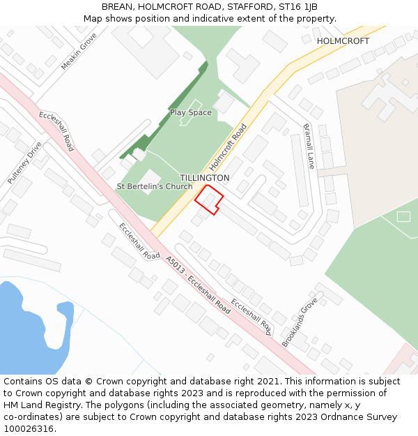 BREAN, HOLMCROFT ROAD, STAFFORD, ST16 1JB: Location map and indicative extent of plot