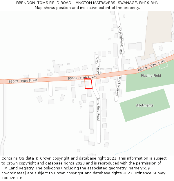 BRENDON, TOMS FIELD ROAD, LANGTON MATRAVERS, SWANAGE, BH19 3HN: Location map and indicative extent of plot