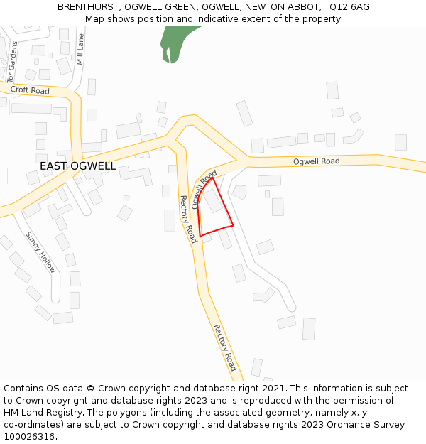 BRENTHURST, OGWELL GREEN, OGWELL, NEWTON ABBOT, TQ12 6AG: Location map and indicative extent of plot