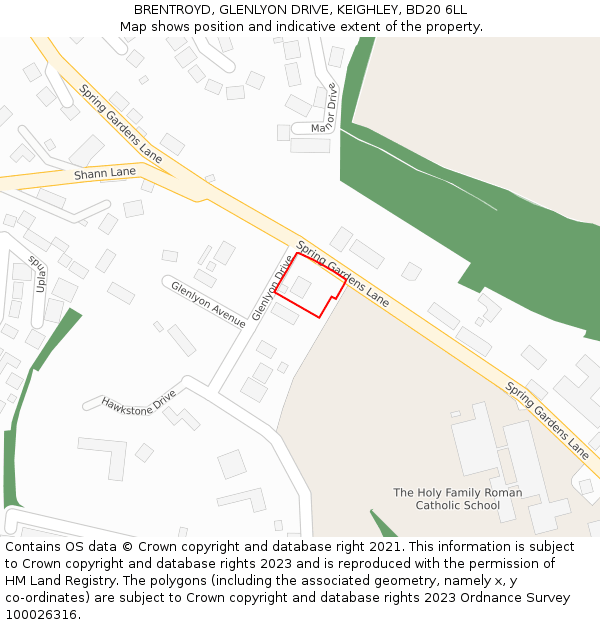 BRENTROYD, GLENLYON DRIVE, KEIGHLEY, BD20 6LL: Location map and indicative extent of plot