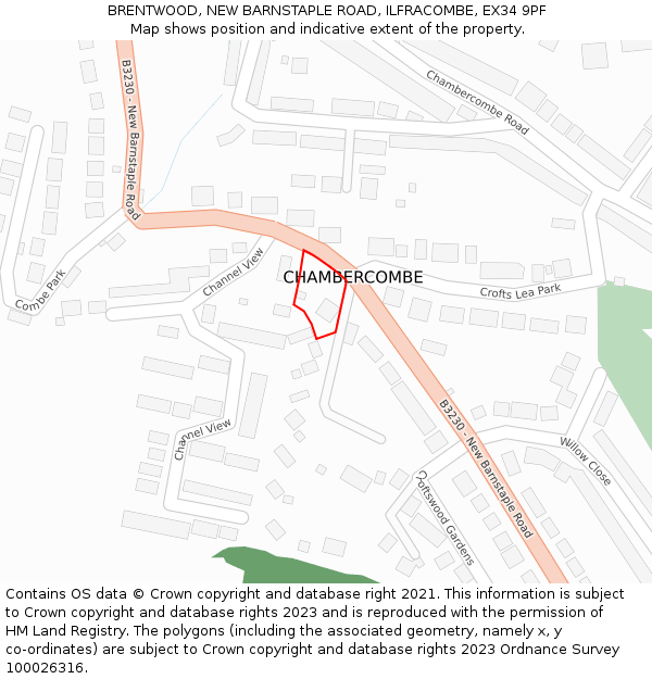 BRENTWOOD, NEW BARNSTAPLE ROAD, ILFRACOMBE, EX34 9PF: Location map and indicative extent of plot