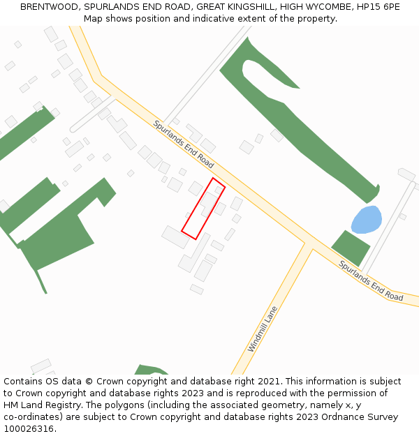 BRENTWOOD, SPURLANDS END ROAD, GREAT KINGSHILL, HIGH WYCOMBE, HP15 6PE: Location map and indicative extent of plot