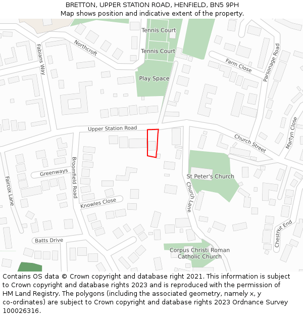 BRETTON, UPPER STATION ROAD, HENFIELD, BN5 9PH: Location map and indicative extent of plot