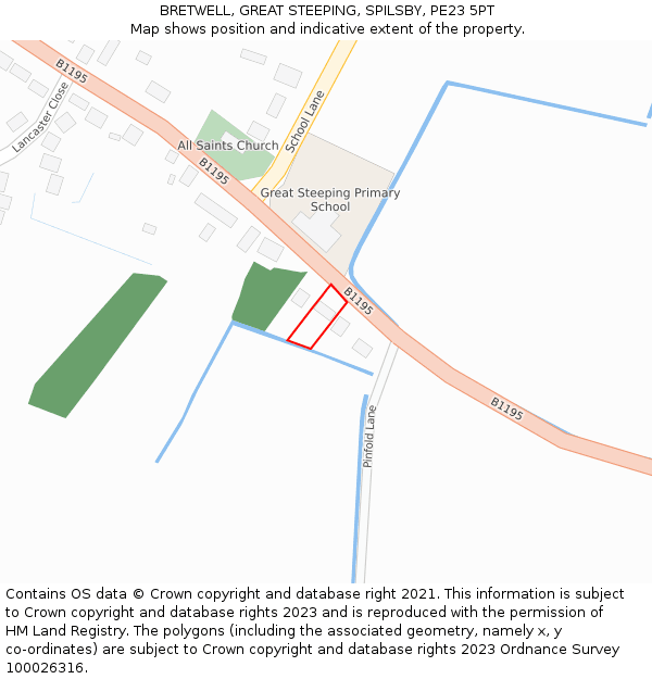 BRETWELL, GREAT STEEPING, SPILSBY, PE23 5PT: Location map and indicative extent of plot