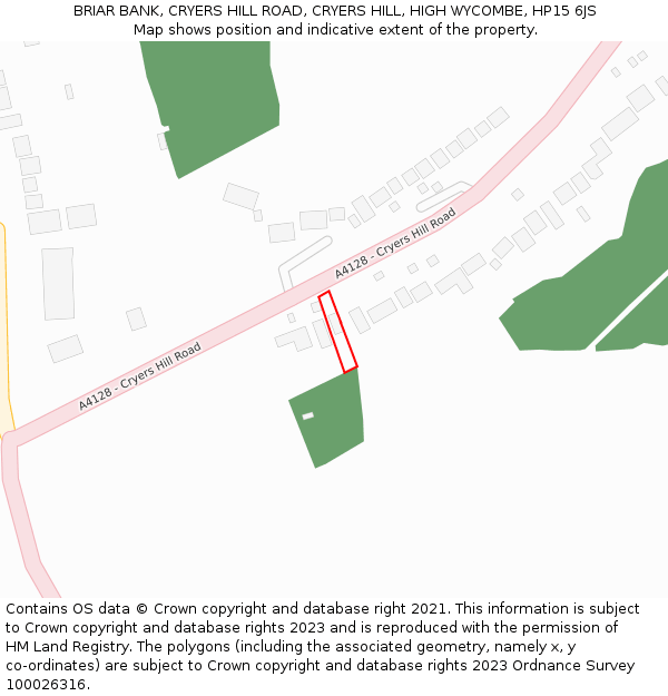 BRIAR BANK, CRYERS HILL ROAD, CRYERS HILL, HIGH WYCOMBE, HP15 6JS: Location map and indicative extent of plot