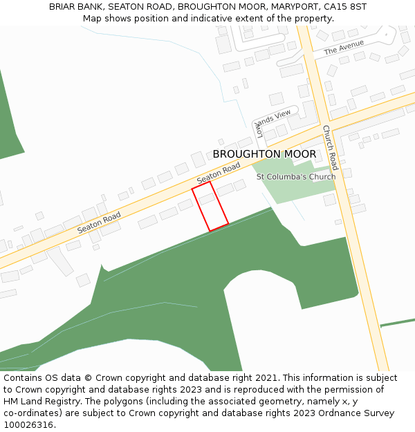 BRIAR BANK, SEATON ROAD, BROUGHTON MOOR, MARYPORT, CA15 8ST: Location map and indicative extent of plot