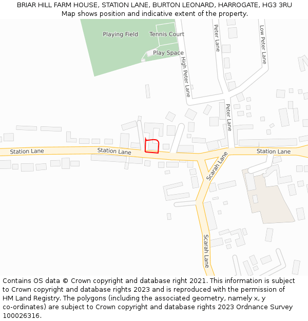 BRIAR HILL FARM HOUSE, STATION LANE, BURTON LEONARD, HARROGATE, HG3 3RU: Location map and indicative extent of plot