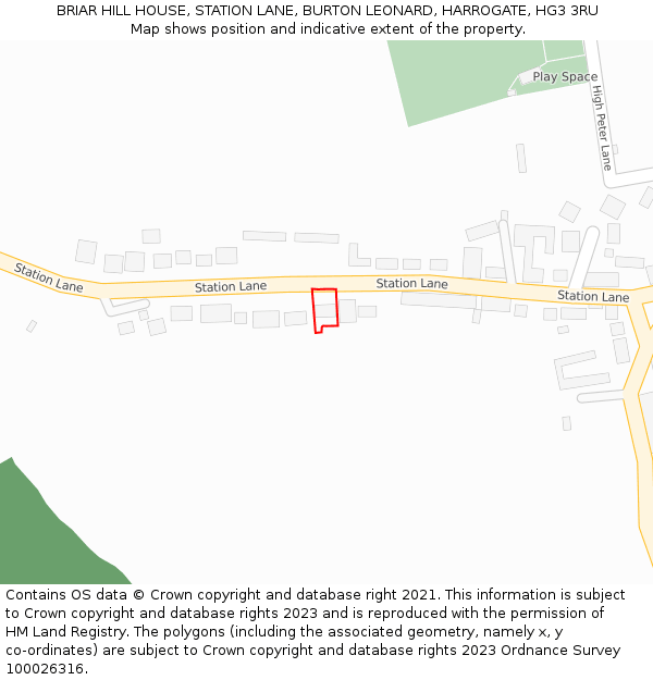 BRIAR HILL HOUSE, STATION LANE, BURTON LEONARD, HARROGATE, HG3 3RU: Location map and indicative extent of plot