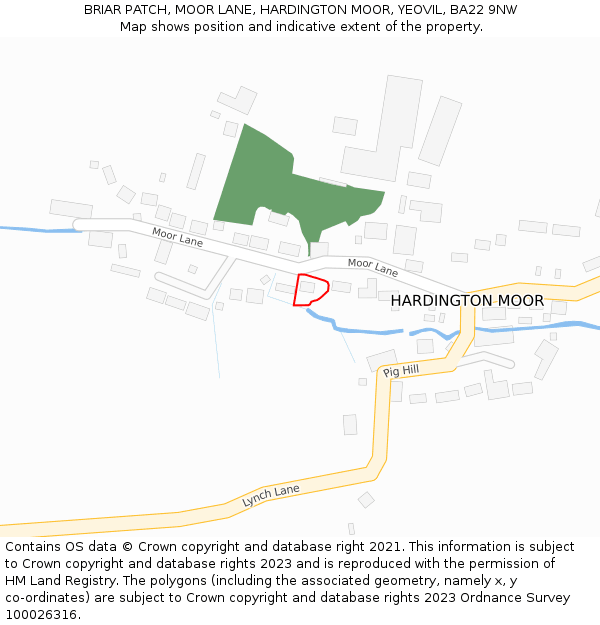 BRIAR PATCH, MOOR LANE, HARDINGTON MOOR, YEOVIL, BA22 9NW: Location map and indicative extent of plot