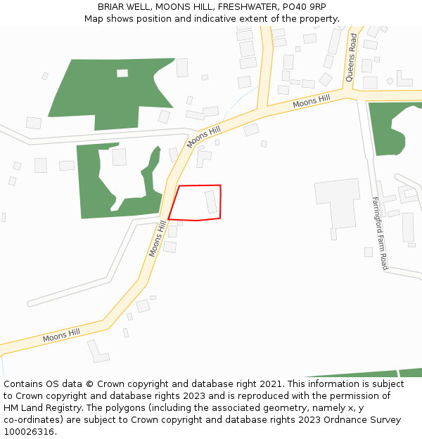 BRIAR WELL, MOONS HILL, FRESHWATER, PO40 9RP: Location map and indicative extent of plot