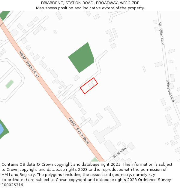 BRIARDENE, STATION ROAD, BROADWAY, WR12 7DE: Location map and indicative extent of plot