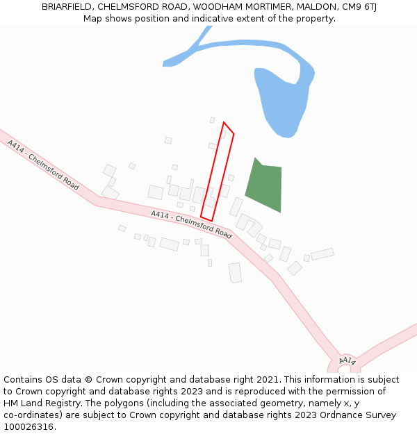 BRIARFIELD, CHELMSFORD ROAD, WOODHAM MORTIMER, MALDON, CM9 6TJ: Location map and indicative extent of plot