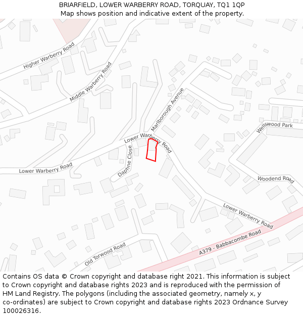 BRIARFIELD, LOWER WARBERRY ROAD, TORQUAY, TQ1 1QP: Location map and indicative extent of plot