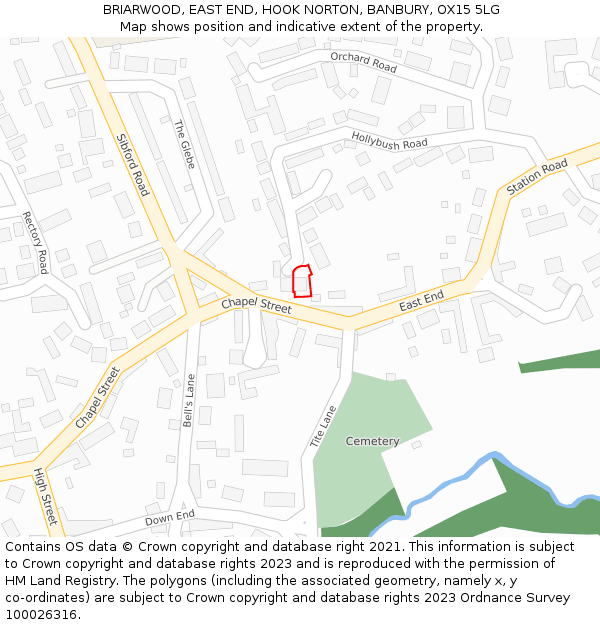 BRIARWOOD, EAST END, HOOK NORTON, BANBURY, OX15 5LG: Location map and indicative extent of plot