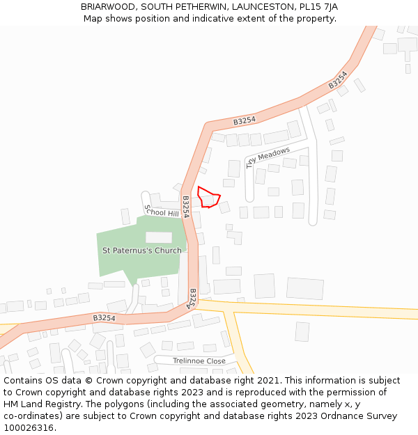 BRIARWOOD, SOUTH PETHERWIN, LAUNCESTON, PL15 7JA: Location map and indicative extent of plot