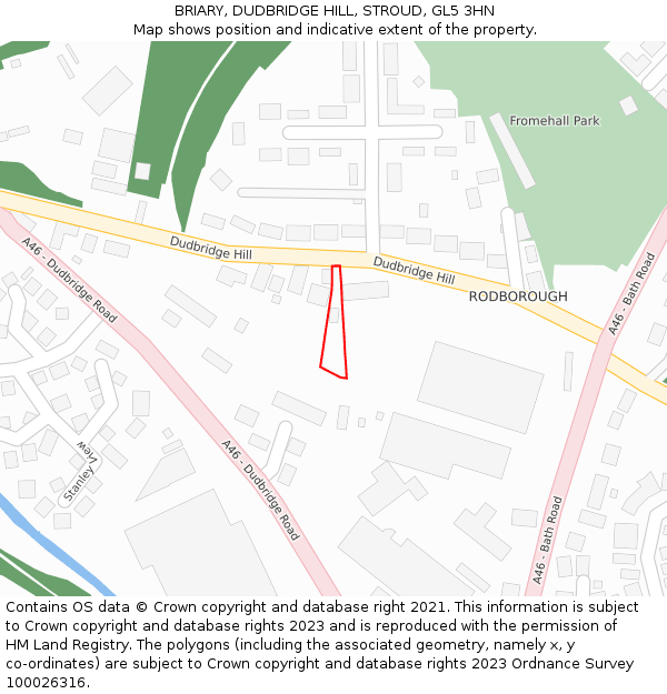 BRIARY, DUDBRIDGE HILL, STROUD, GL5 3HN: Location map and indicative extent of plot