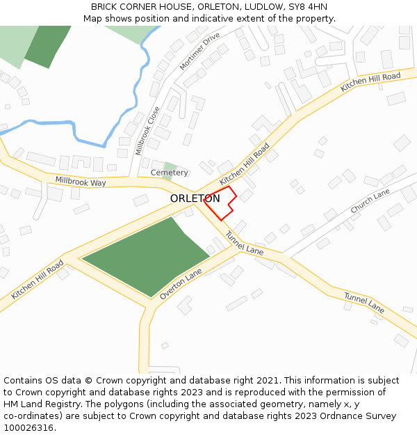 BRICK CORNER HOUSE, ORLETON, LUDLOW, SY8 4HN: Location map and indicative extent of plot
