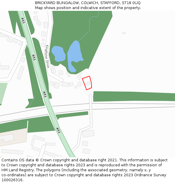 BRICKYARD BUNGALOW, COLWICH, STAFFORD, ST18 0UQ: Location map and indicative extent of plot