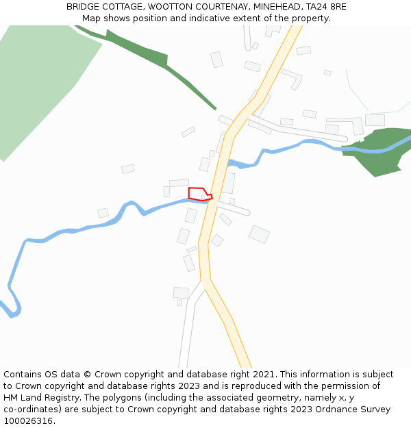 BRIDGE COTTAGE, WOOTTON COURTENAY, MINEHEAD, TA24 8RE: Location map and indicative extent of plot