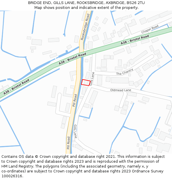 BRIDGE END, GILLS LANE, ROOKSBRIDGE, AXBRIDGE, BS26 2TU: Location map and indicative extent of plot