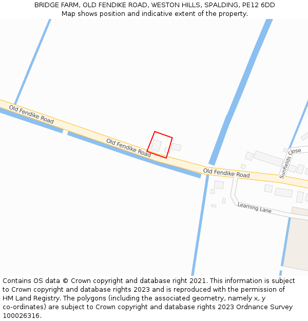BRIDGE FARM, OLD FENDIKE ROAD, WESTON HILLS, SPALDING, PE12 6DD: Location map and indicative extent of plot