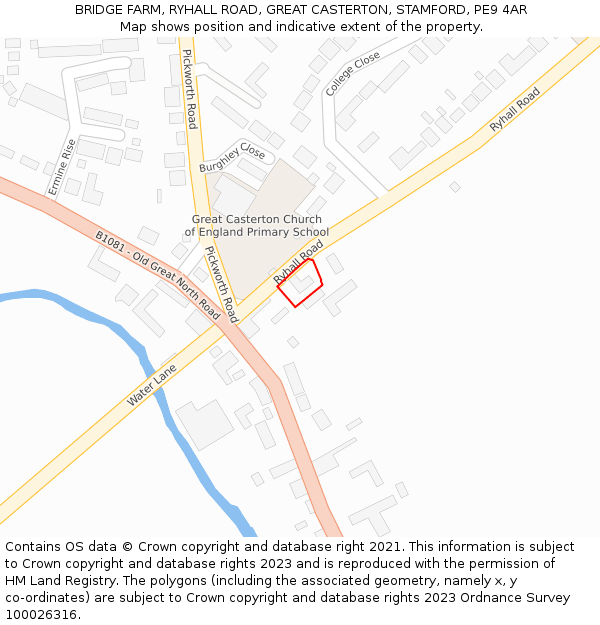 BRIDGE FARM, RYHALL ROAD, GREAT CASTERTON, STAMFORD, PE9 4AR: Location map and indicative extent of plot