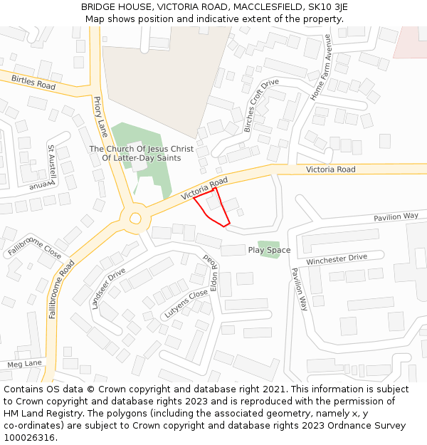 BRIDGE HOUSE, VICTORIA ROAD, MACCLESFIELD, SK10 3JE: Location map and indicative extent of plot
