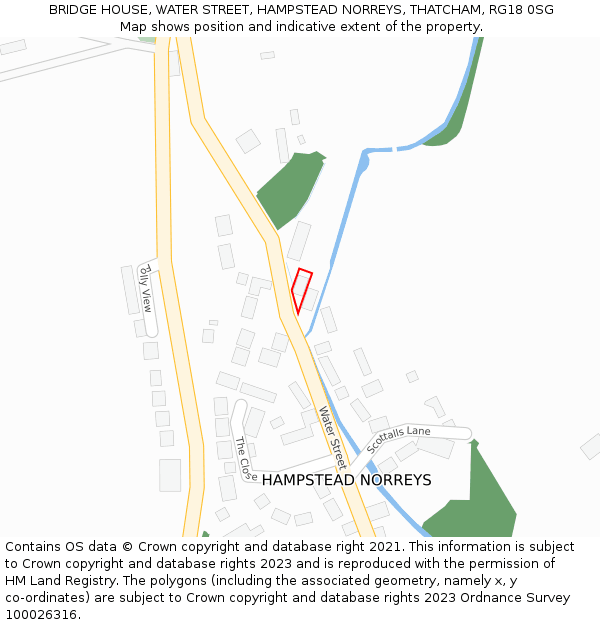 BRIDGE HOUSE, WATER STREET, HAMPSTEAD NORREYS, THATCHAM, RG18 0SG: Location map and indicative extent of plot