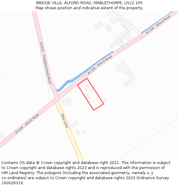 BRIDGE VILLE, ALFORD ROAD, MABLETHORPE, LN12 1PX: Location map and indicative extent of plot