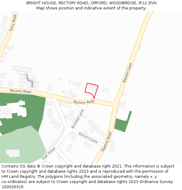 BRIGHT HOUSE, RECTORY ROAD, ORFORD, WOODBRIDGE, IP12 2NN: Location map and indicative extent of plot