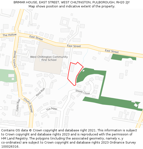 BRIMAR HOUSE, EAST STREET, WEST CHILTINGTON, PULBOROUGH, RH20 2JY: Location map and indicative extent of plot