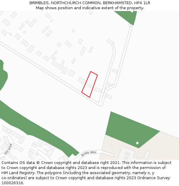 BRIMBLES, NORTHCHURCH COMMON, BERKHAMSTED, HP4 1LR: Location map and indicative extent of plot