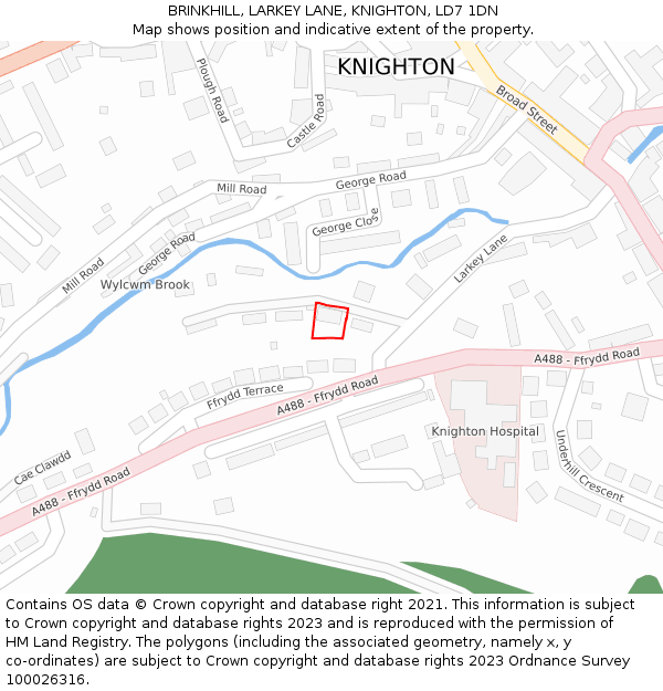 BRINKHILL, LARKEY LANE, KNIGHTON, LD7 1DN: Location map and indicative extent of plot