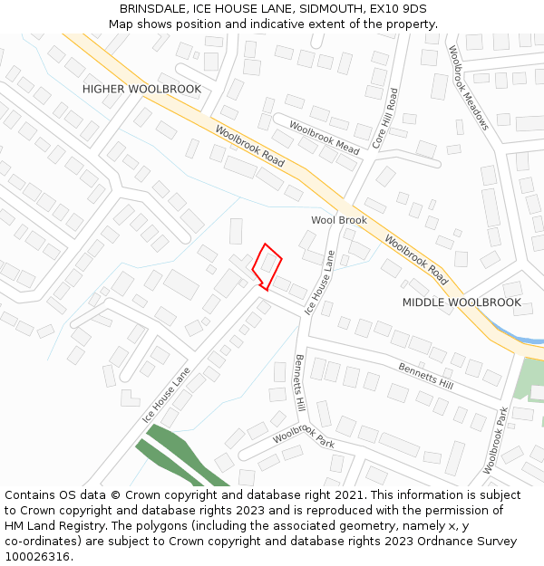 BRINSDALE, ICE HOUSE LANE, SIDMOUTH, EX10 9DS: Location map and indicative extent of plot