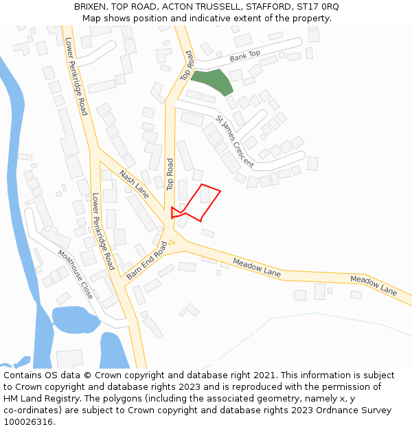 BRIXEN, TOP ROAD, ACTON TRUSSELL, STAFFORD, ST17 0RQ: Location map and indicative extent of plot