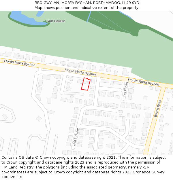 BRO GWYLAN, MORFA BYCHAN, PORTHMADOG, LL49 9YD: Location map and indicative extent of plot