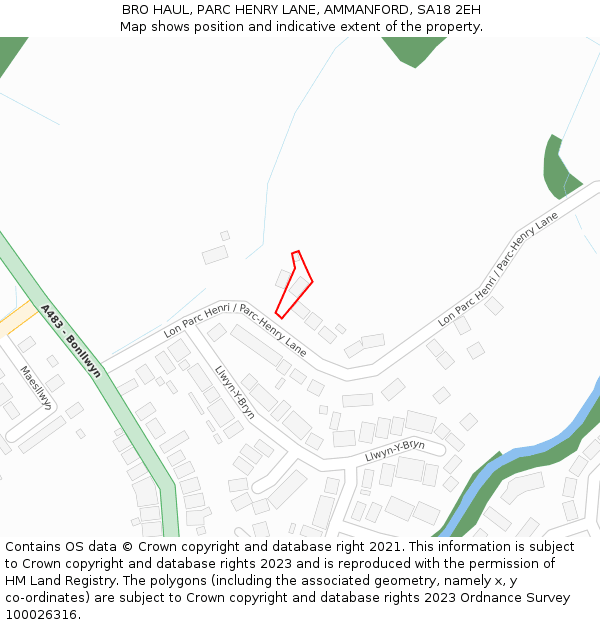 BRO HAUL, PARC HENRY LANE, AMMANFORD, SA18 2EH: Location map and indicative extent of plot
