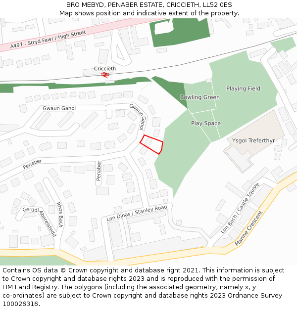 BRO MEBYD, PENABER ESTATE, CRICCIETH, LL52 0ES: Location map and indicative extent of plot