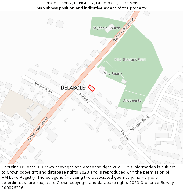 BROAD BARN, PENGELLY, DELABOLE, PL33 9AN: Location map and indicative extent of plot