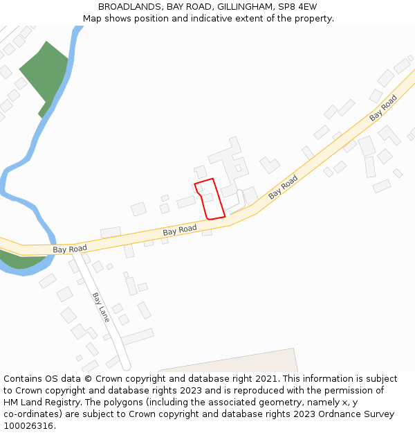 BROADLANDS, BAY ROAD, GILLINGHAM, SP8 4EW: Location map and indicative extent of plot