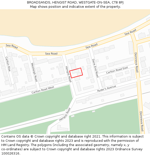 BROADSANDS, HENGIST ROAD, WESTGATE-ON-SEA, CT8 8PJ: Location map and indicative extent of plot