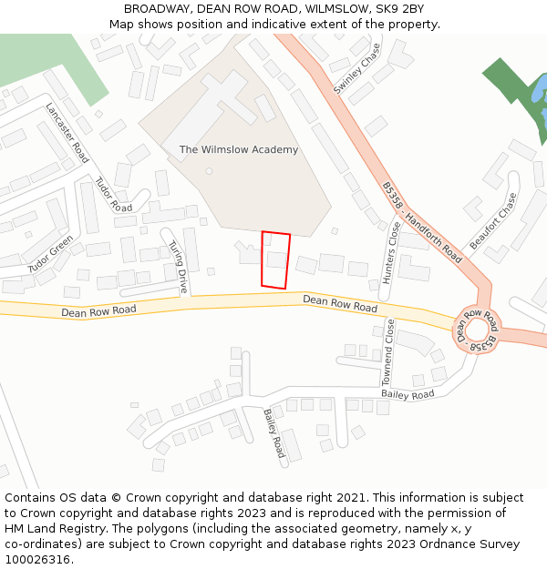 BROADWAY, DEAN ROW ROAD, WILMSLOW, SK9 2BY: Location map and indicative extent of plot