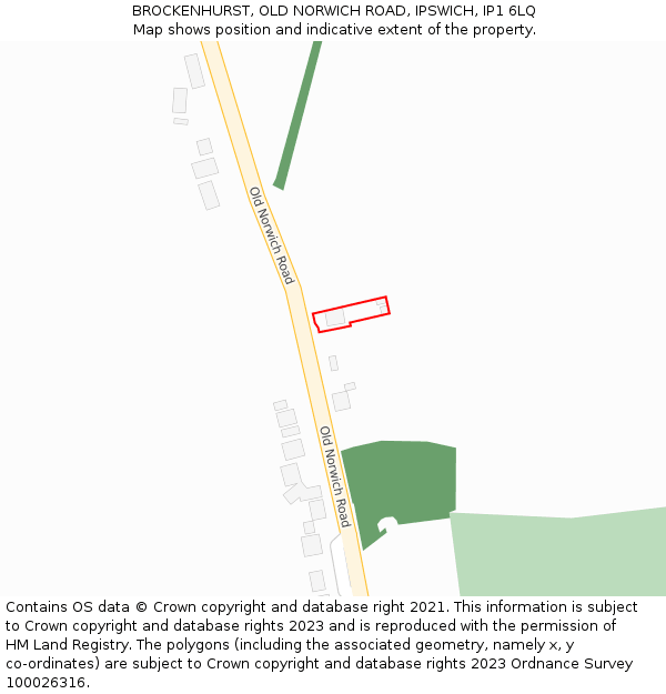BROCKENHURST, OLD NORWICH ROAD, IPSWICH, IP1 6LQ: Location map and indicative extent of plot